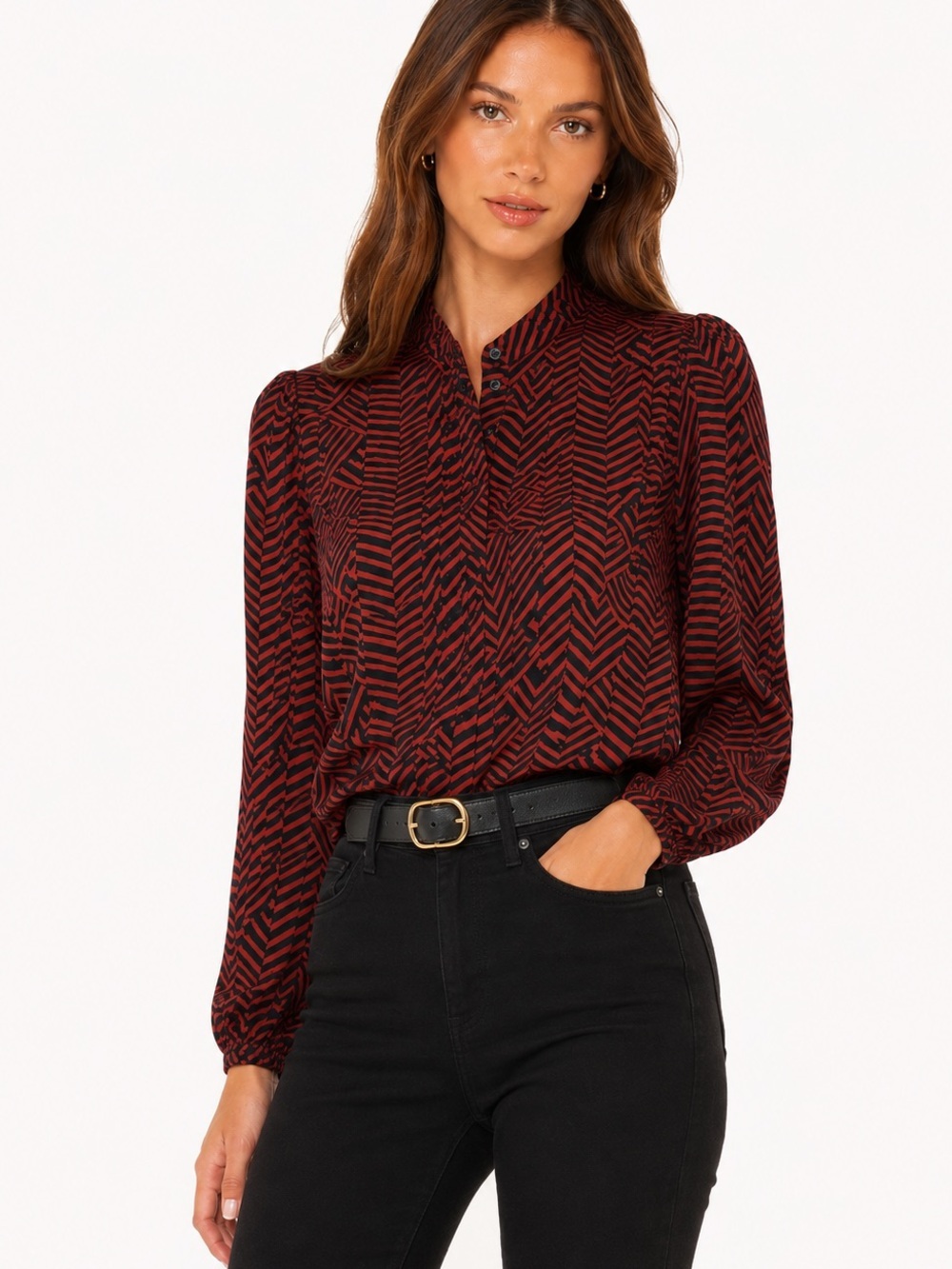 Fall Vintage Burgundy made in USA Blouse Size 9/10 Bethany